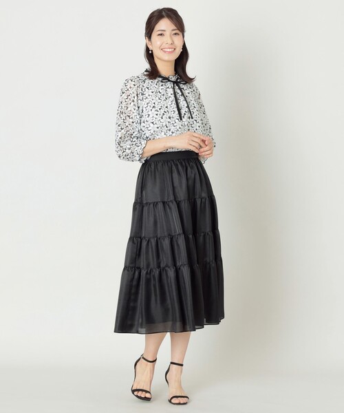 ブラウス シャツ ジャスミンプリントリボン チュニック レディース TO BE CHIC ブラウス シャツ ジャスミンプリントリボン