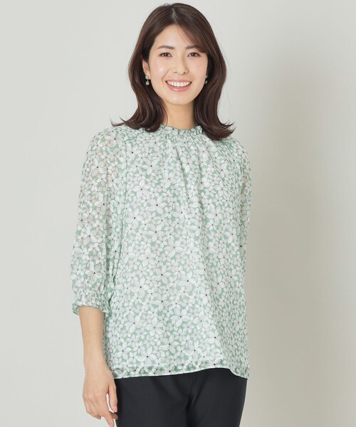 ブラウス シャツ ジャスミンプリントリボン チュニック レディース TO BE CHIC ブラウス シャツ ジャスミンプリントリボン
