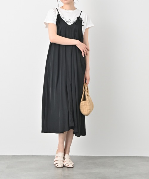 ♡ヴィンテージ♡ キャミソールワンピース　高級　定価¥33,600- フレア　L 予約]ヴィンテージサテンキャミワンピース/ネイビー – Lumier