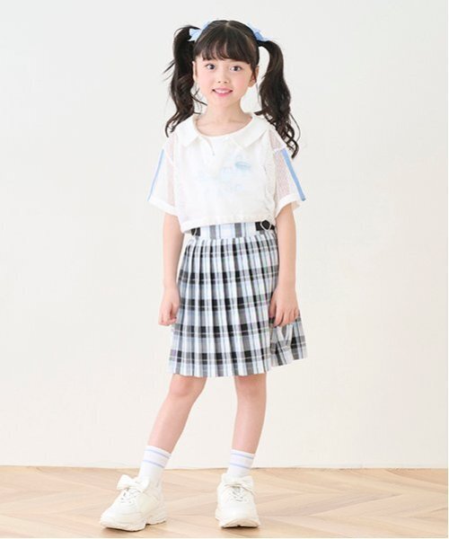 【新品】mezzo piano ベルト付き チェック プリーツ スカパン 140 mezzo piano スカート サイドハートベルト チェックプリーツ