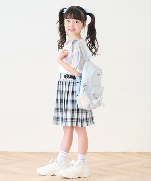 【新品】mezzo piano ベルト付き チェック プリーツ スカパン 140 mezzo piano スカート サイドハートベルト チェックプリーツ