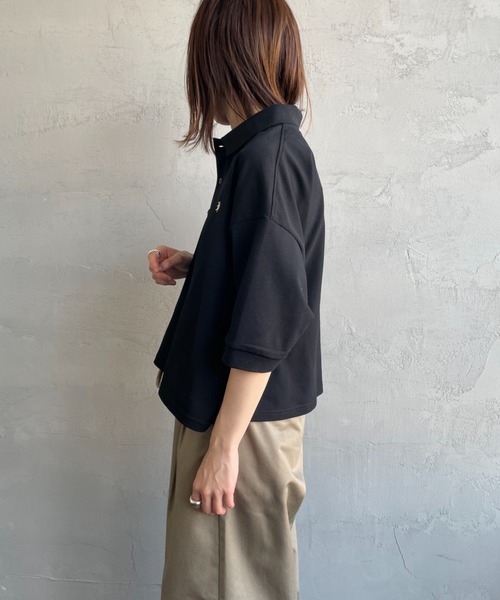 【ネット完売】ジムフレックス　ポロカラードルマンスリーブ プルオーバーBLACK Gymphlex｜ポロカラー ドルマンスリーブ プルオーバー POLO