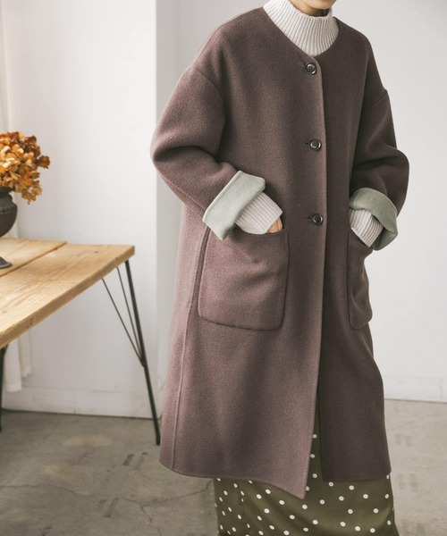 タグ付き未使用 URBAN RESEARCH ライナー付き 春ノーカラーコート URBAN RESEARCH（アーバンリサーチ） ノーカラーコート 36 ブラウン