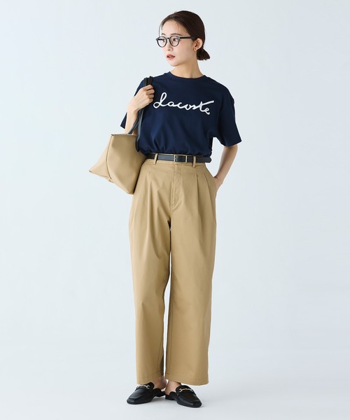 LACOSTE / ラコステ 【オンライン限定】LACOSTE スクリプトネームロゴ  ルーズシルエットハーフスリーブTシャツ オンライン限定】LACOSTE スクリプトネームロゴ ルーズ