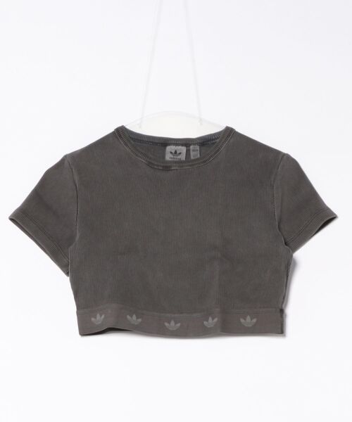Adidas RIBBED SHORT SLEEVE TOP 半袖Tシャツ adidas RIB SHORT SLEEVE TOP ブラック（アディダス リブ