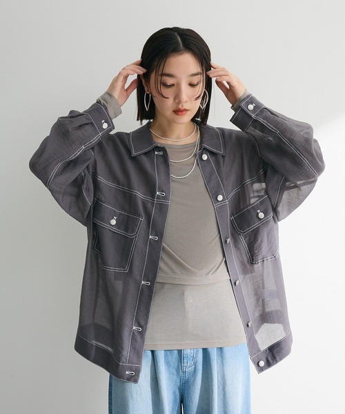 ELENCARE DUE コート アウター カラーステッチシアーGジャン