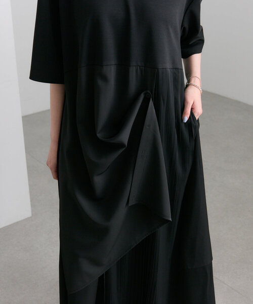 SUMISTYLE ブラック　ワンピース　美品 ear PAPILLONNER ワンピース ラッププリーツワンピース「SUM1