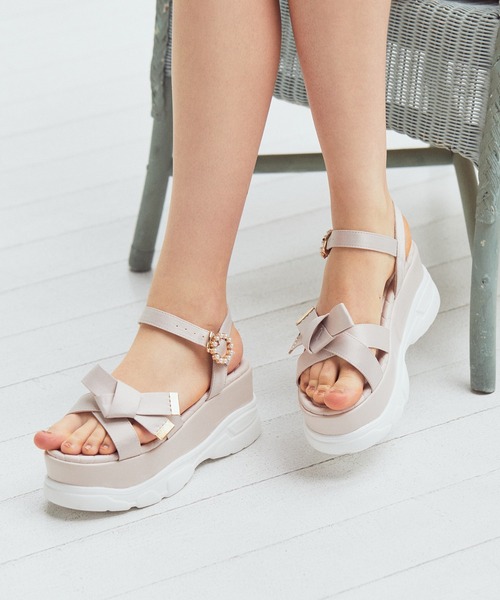 Maison de FLEUR サンダル リボンビジュースニーカーサンダル