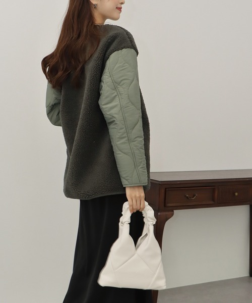 「BLUEEAST」 ノーカラーコート MEDIUM カーキ レディース_画像7