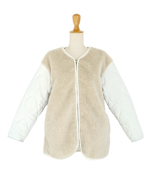 「BLUEEAST」 ノーカラーコート MEDIUM カーキ レディース_画像9