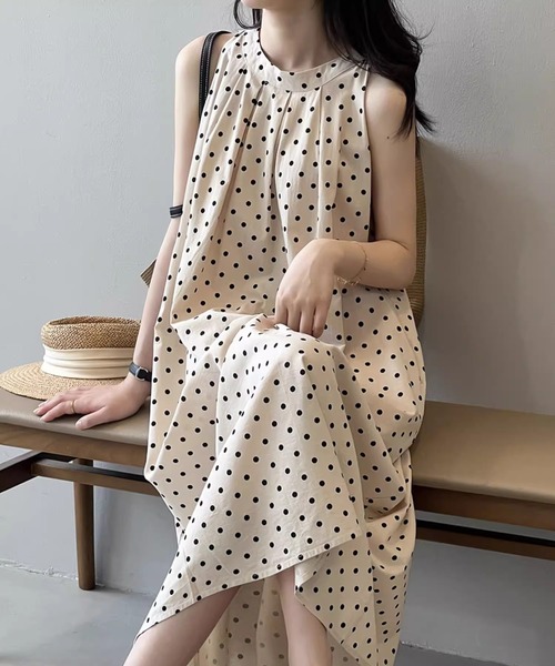 ワンピース ドットフレアノースリーブワンピース : ZOZOTOWN Yahoo!店 