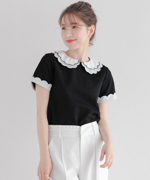 Fit more（フィットモア） 刺繍ダブルカラーレイヤードトップス
