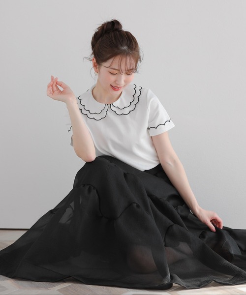 Fit more（フィットモア） 刺繍ダブルカラーレイヤードトップス