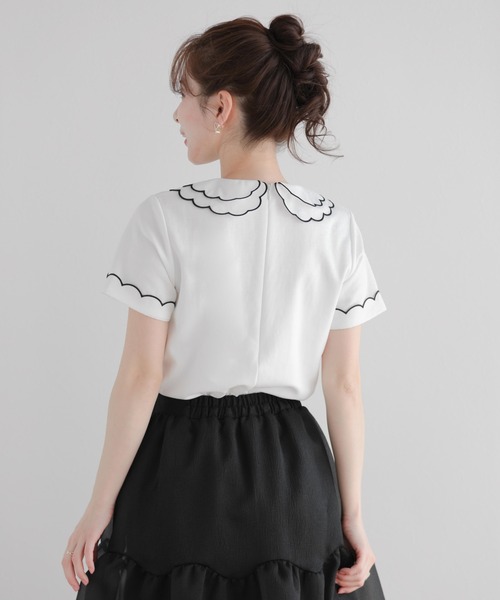 Fit more（フィットモア） 刺繍ダブルカラーレイヤードトップス