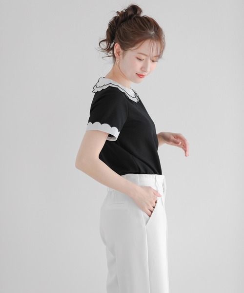 Fit more（フィットモア） 刺繍ダブルカラーレイヤードトップス