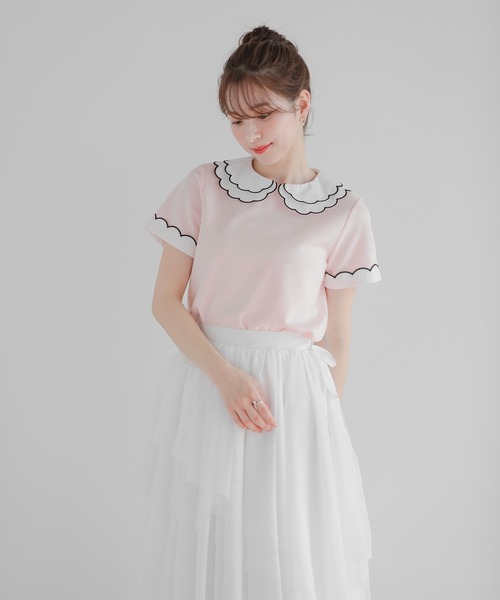 Fit more（フィットモア） 刺繍ダブルカラーレイヤードトップス