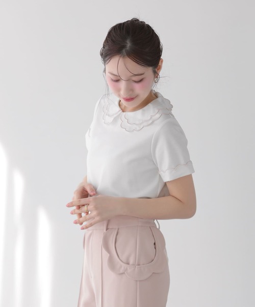 Fit more（フィットモア） 刺繍ダブルカラーレイヤードトップス