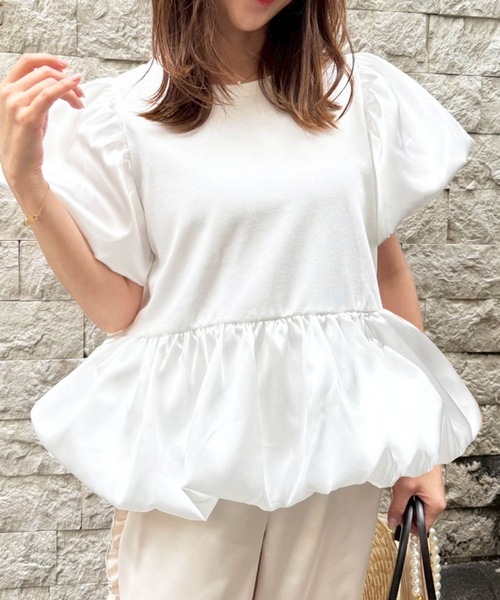Myu（ミュー） tシャツ サテンペプラムバルーンTシャツ レディース