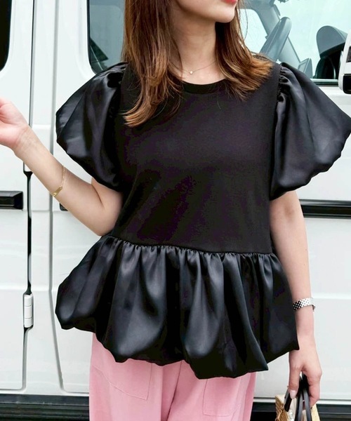tシャツ サテンペプラムバルーンTシャツ レディース