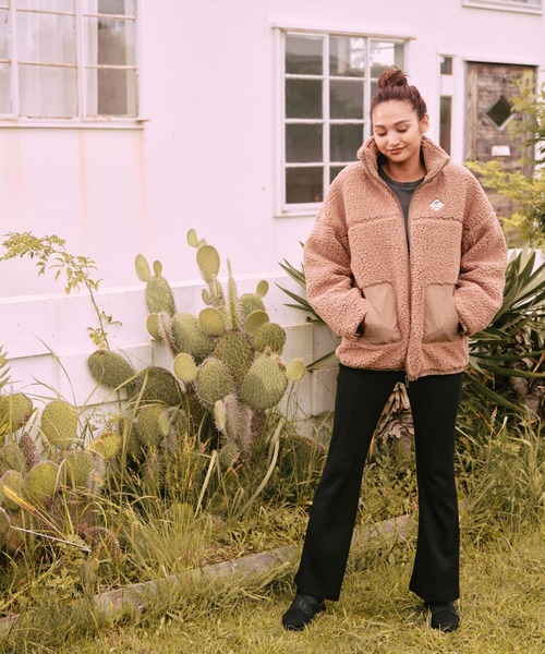 「ROXY」 ジップアップブルゾン LARGE ベージュ レディース_画像4