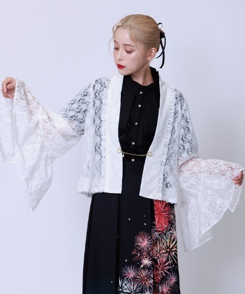 axes femme レーシートッパーカーディガン　生成り　姫袖　レース　森姫 axes femme レーシートッパーカーディガン 生成り 姫袖 レース