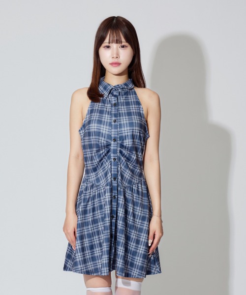 ワンピース Checked Shirt Mini Dress ALLuRing ChaRm ワンピース 「2点セット」Sleeveless Check Mini Dress