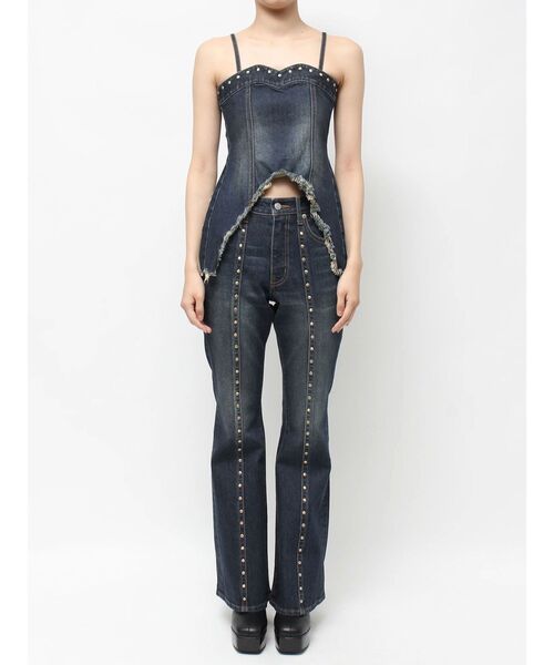 EVRIS（エヴリス） キャミソール スタッズモチーフデニムキャミ