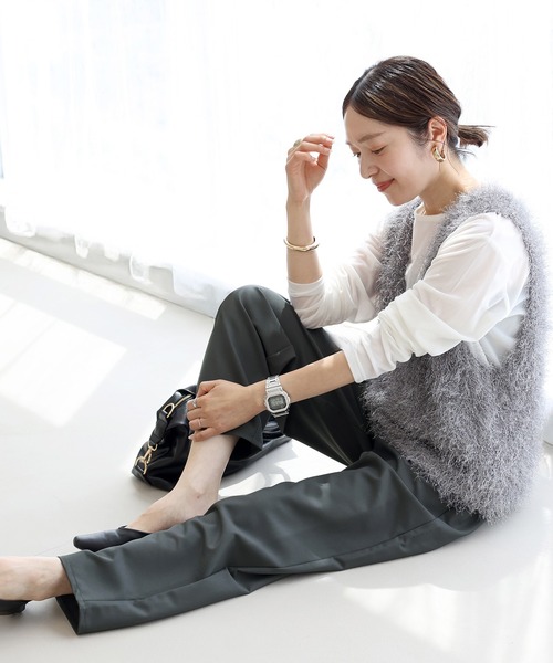 Aletta vita パンツ エステルツイルタックカーブパンツ レディース