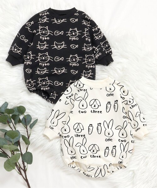 BREEZE（ブリーズ） ベビー服 ロンパース FUN!FAN!ANIMAL 総柄ボディ