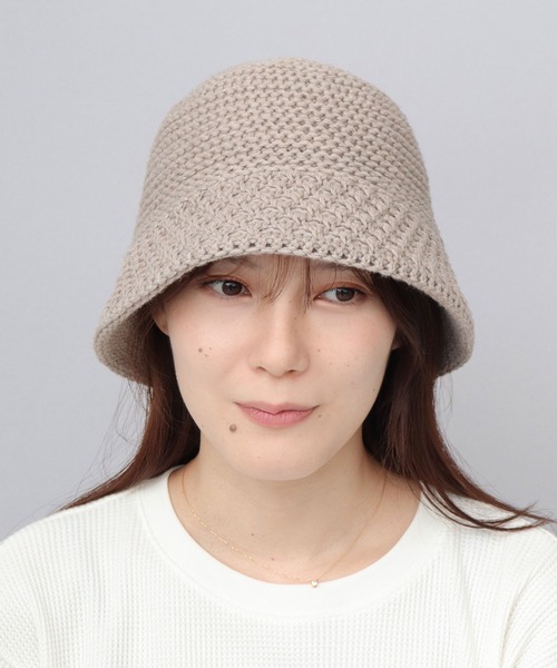 A.M.S. 帽子 ハット ウール混アクリル 編み込み サーモニットハット
