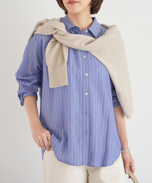 IENA（イエナ） ブラウス シャツ リヨセルストライプレギュラーシャツ