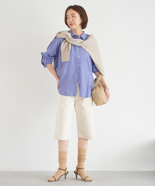 IENA（イエナ） ブラウス シャツ リヨセルストライプレギュラーシャツ