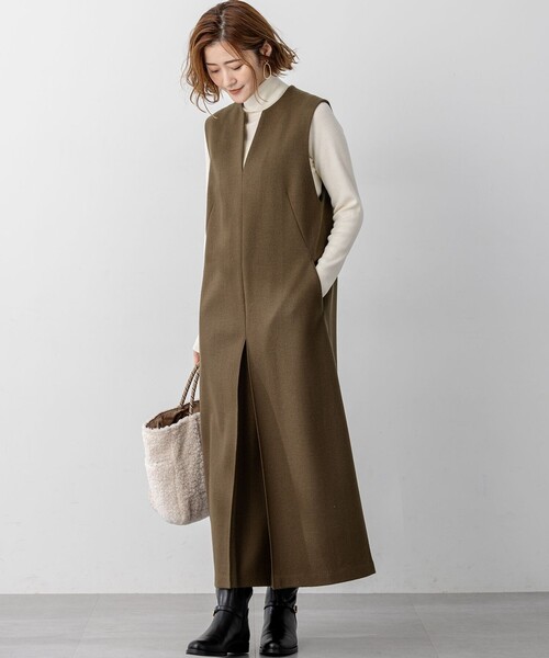 ワンピース ウールミルドジャージー ボックスタック ジャンパー