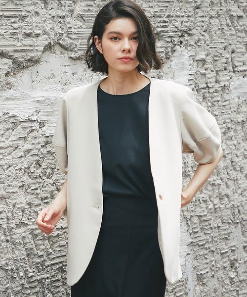 「SMILE ORCHID」 ノーカラージャケット M ブラック レディース_画像3