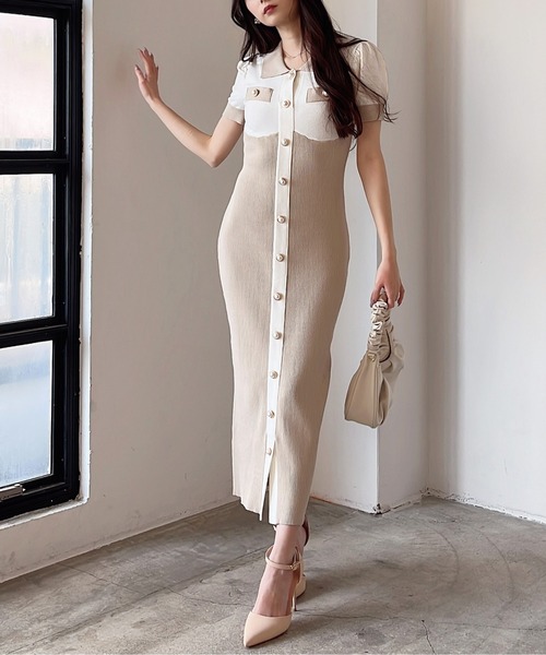 「MIIA」 半袖ワンピース FREE ベージュ レディース_画像5