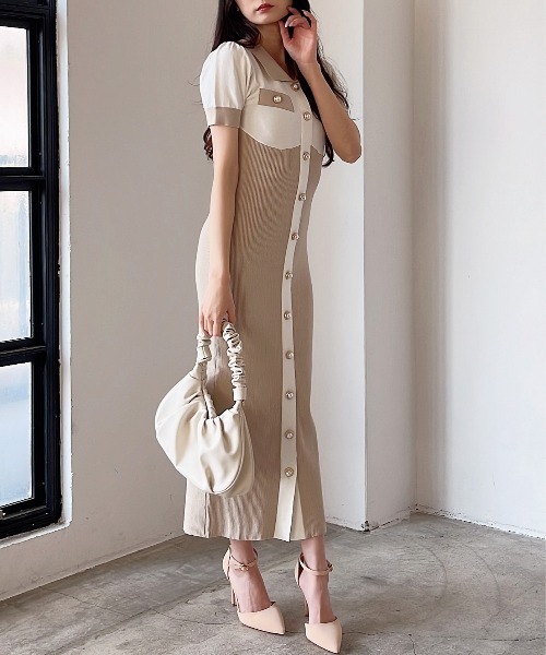 MIIA（ミーア） 半袖ワンピース FREE ベージュ レディース : ZOZOTOWN