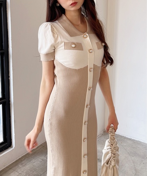 「MIIA」 半袖ワンピース FREE ベージュ レディース_画像9