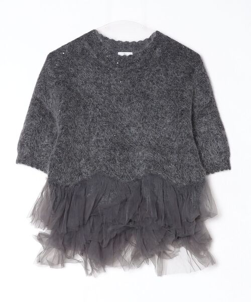 ダブルスタンダードクロージング　Sov. フリルチュールペプラムニット　ブラック フリルチュールペプラムニット（ニット/セーター）｜Sov.（ソブ）の