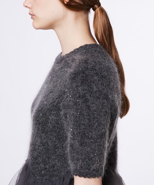 sov. チュールペプラム　白　ニット　ティアード モヘア sov. チュールペプラム 白 ニット ティアード モヘア レディース