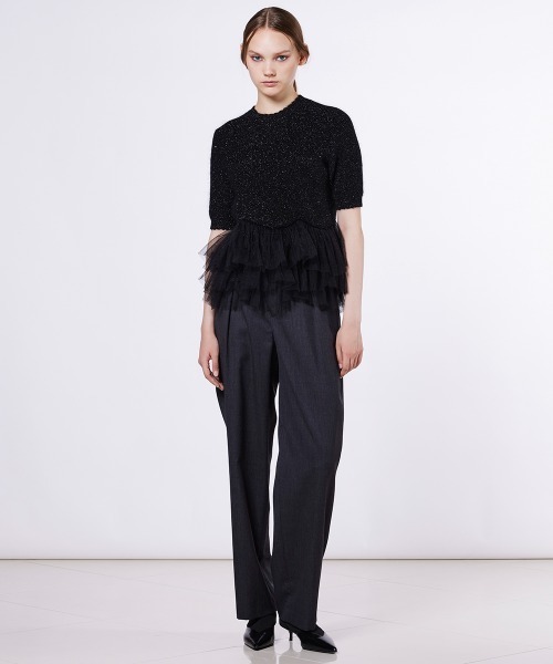 ダブルスタンダードクロージング　Sov. フリルチュールペプラムニット　ブラック フリルチュールペプラムニット（ニット/セーター）｜Sov.（ソブ）の