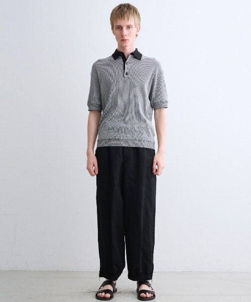 THREE DOTS ブラック　 ポロシャツ L three dots（スリー ドッツ） ポロシャツ 半袖 オーガニックコットン