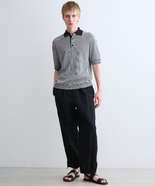 THREE DOTS ブラック　 ポロシャツ L three dots（スリー ドッツ） ポロシャツ オーガニックコットン