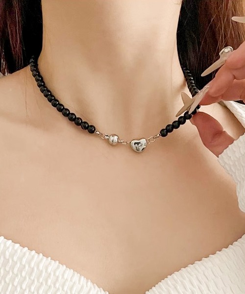 Blanc de Blue ネックレス ブラックビーズネックレス レディース