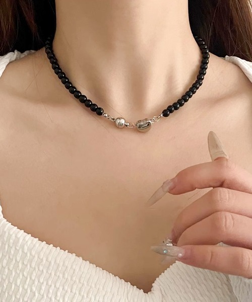 Blanc de Blue ネックレス ブラックビーズネックレス レディース