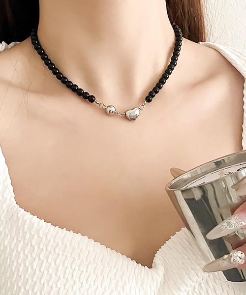 Blanc de Blue ネックレス ブラックビーズネックレス レディース