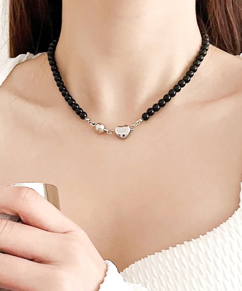 Blanc de Blue ネックレス ブラックビーズネックレス レディース