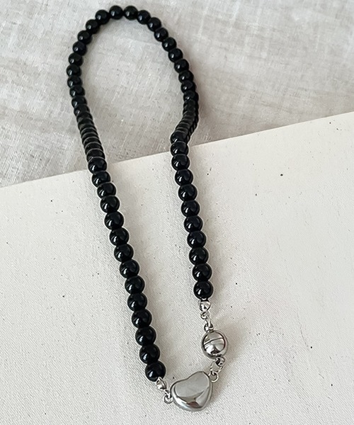 Blanc de Blue ネックレス ブラックビーズネックレス レディース