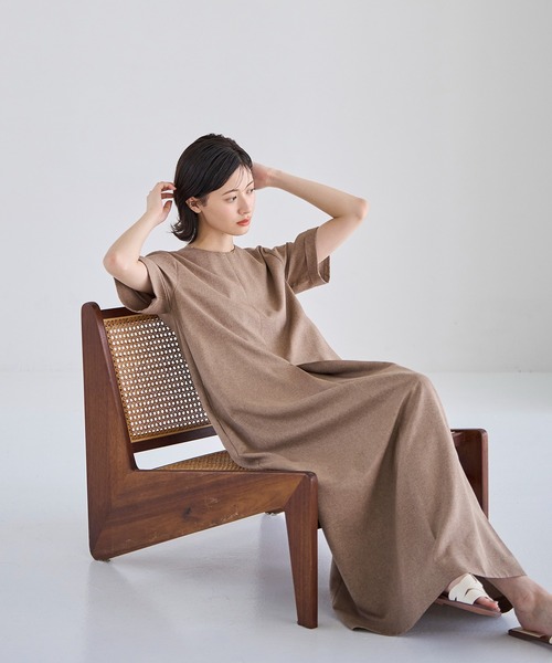 「meilmada」 半袖ワンピース MEDIUM ブラウン レディース_画像6
