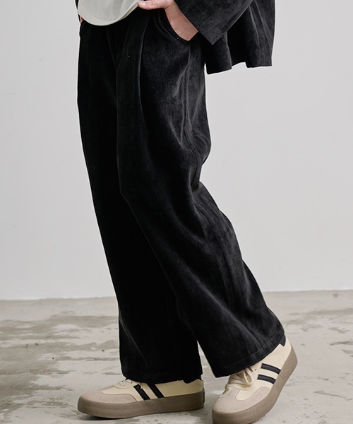 Revo. スラックス シェニール織り 2タック ワイドストレート