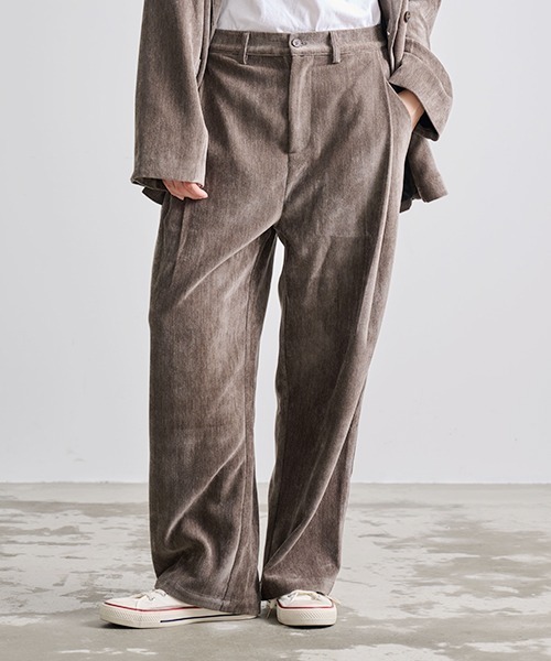 Revo. スラックス シェニール織り 2タック ワイドストレート